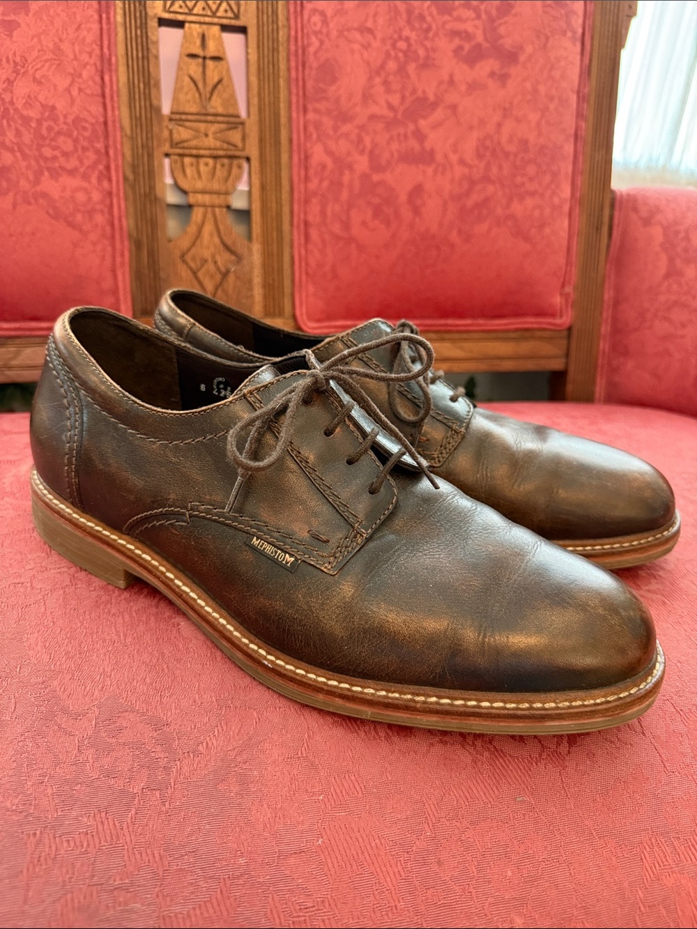 Mephisto Men's Dark Brown Leather Derby Shoes
